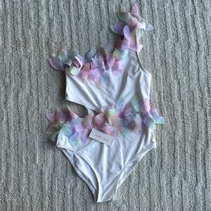 Stella cove girls white & pastel petal swimsuit